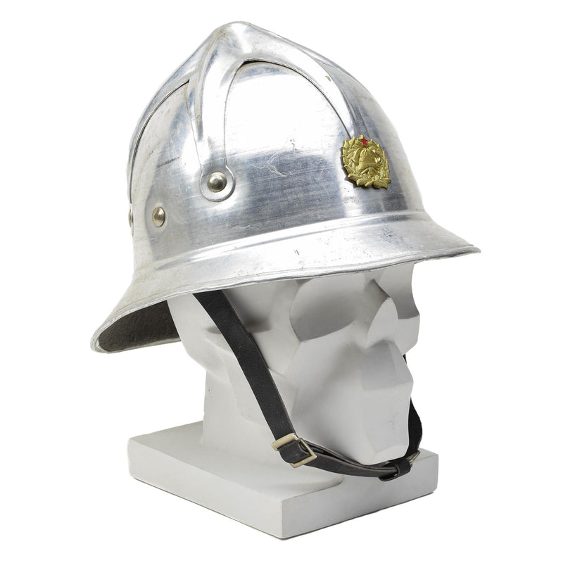 Originale Yugoslavia Military Grey Alluminio Fireman Helmet Red Badge Army Army