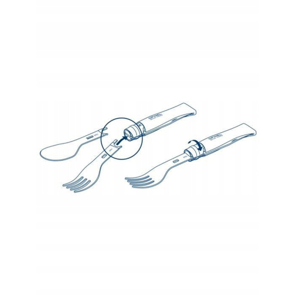 Opinel Picnic+ N°08 Set Posate Coltello Pieghevole Cucchiaio Forchetta Camping Faggio