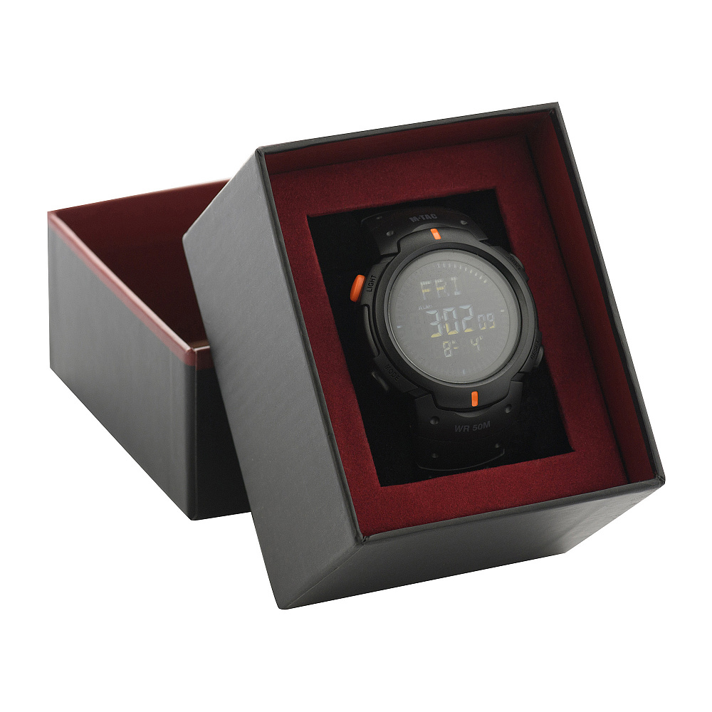 Orologio con bussola tattica M-Tac, cronometro digitale, sveglia, 5 ATM, nero
