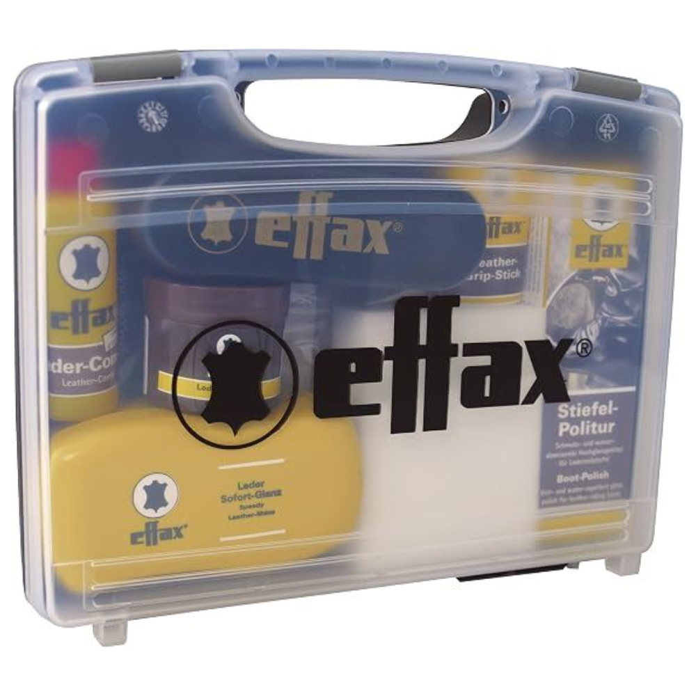 Effax Leather Care Case Kit completo per la pulizia e la lucidatura della pelle Set da viaggio