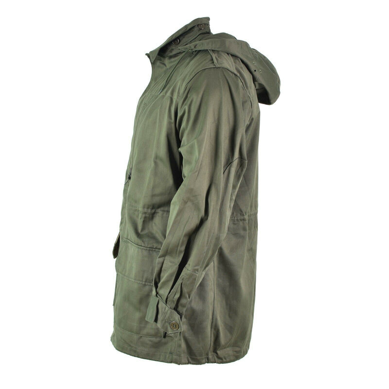 Army Olive Olive Obsigna di Osole Osticamento di olive francese Combattina con cappuccio militare con cappuccio.