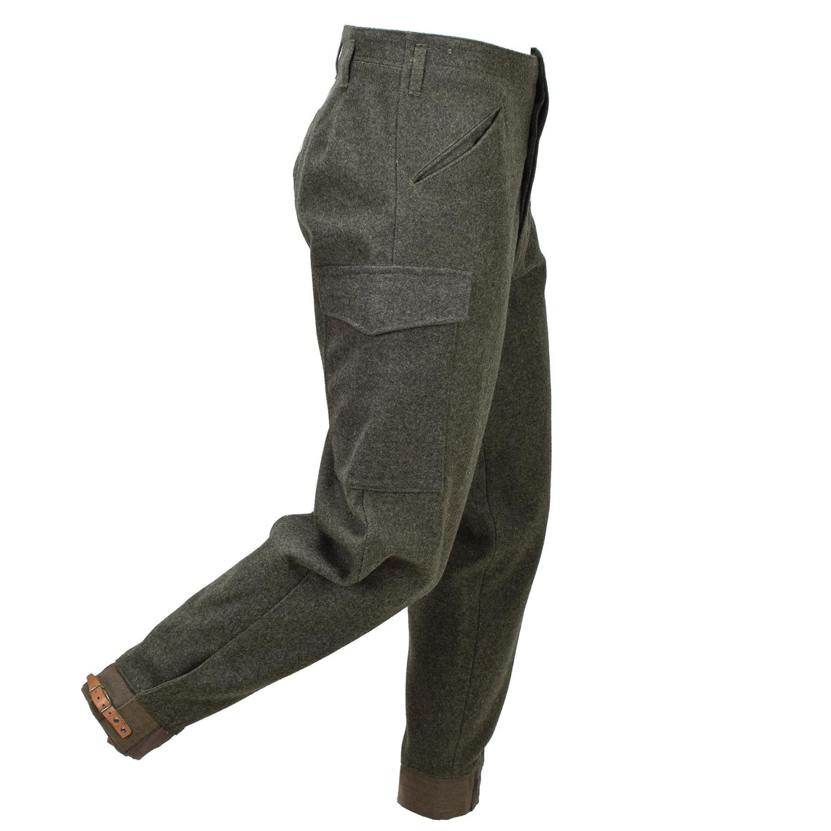 Pantaloni da campo originali M39/58 dell'esercito svedese in lana cargo in eccedenza verde oliva