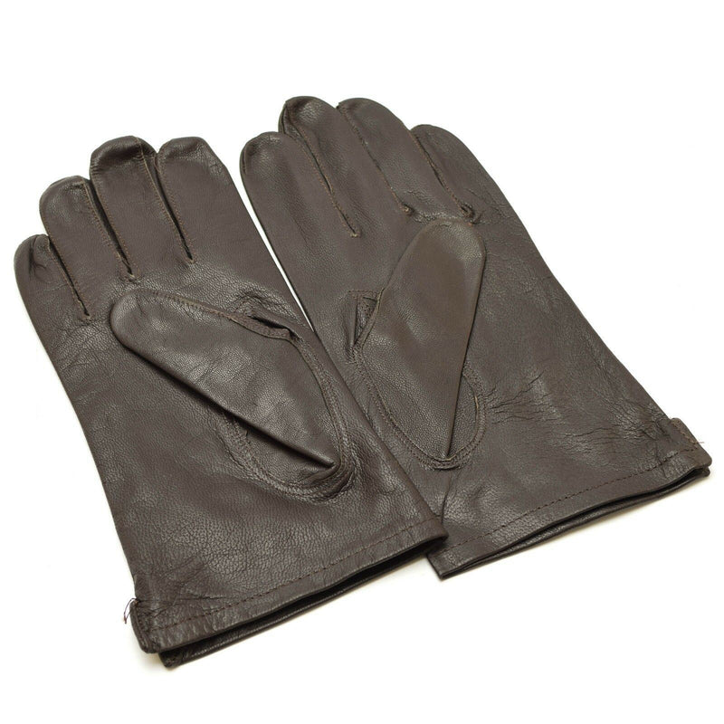 Autentici guanti dell'esercito belga in pelle marrone nero militare in surplus di dito pieno