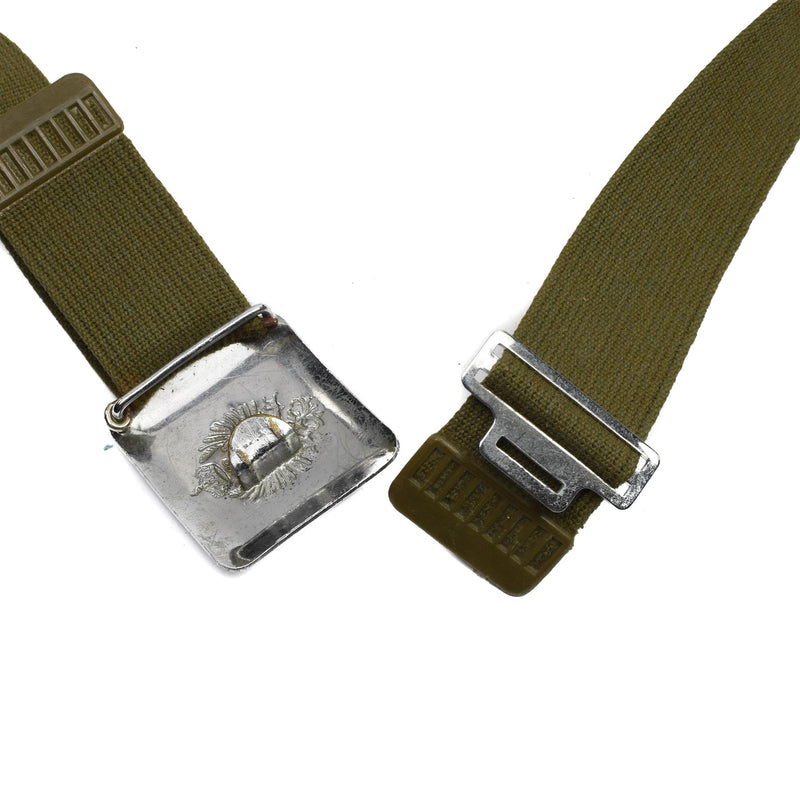 Genuina cintura dell'esercito spagnolo in tela vintage fibbia in metallo cintura formale militare