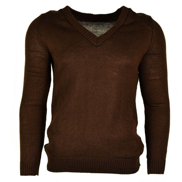 Magitore a v-collo pullover originale bulgaro marrone
