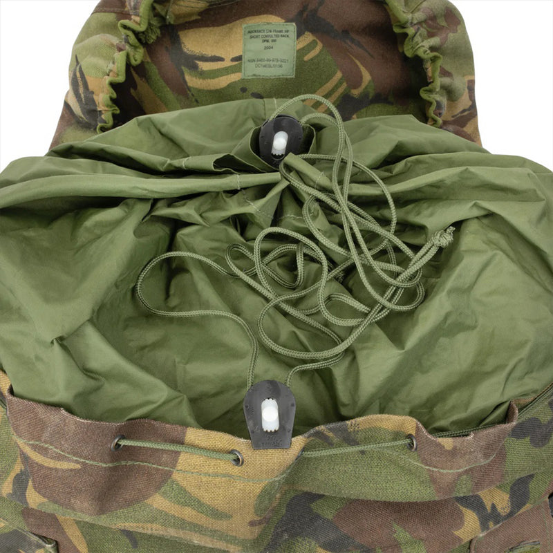 Zaino tattico militare britannico originale Woodland Camo 90 litri di tasche laterali