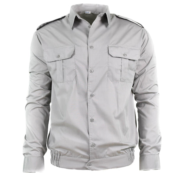 Autentica camicia grigia di cotone bulgaro cotone manica lunga militare non emessa