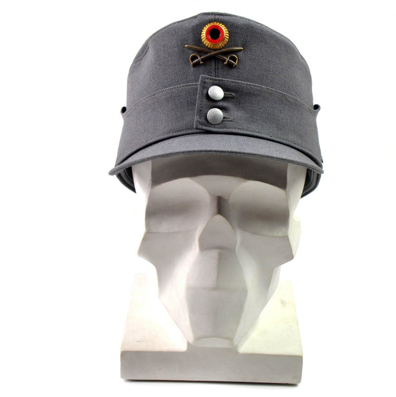Original Erizzino tedesco Cap di montagna militare Gebirgsjäger grigio con badge floreale