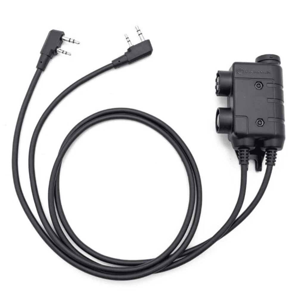 Adattatore doppio PTT Earmor Kenwood Baofeng Cuffie tattiche cablate a 2 pin nere