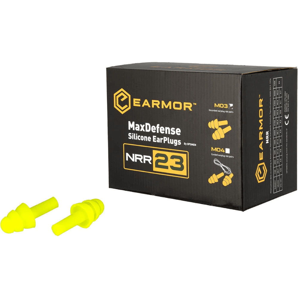 Tappi per orecchie in silicone EARMOR M03 MaxDefense riutilizzabili NRR 23dB Verde