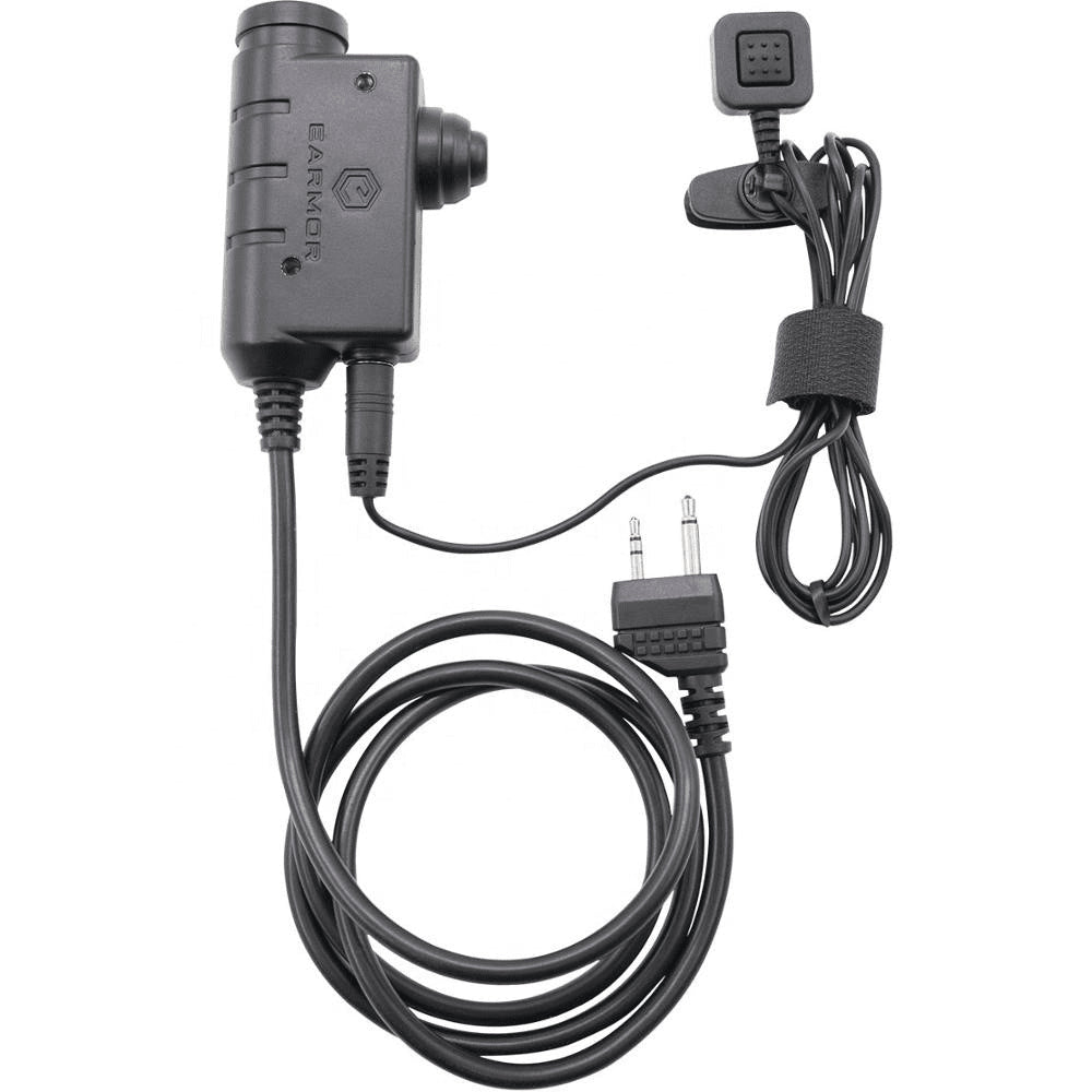 Earmor M52 PTT Adattatore Midland Cavo per cuffie tattiche cablate a 2 pin Nero