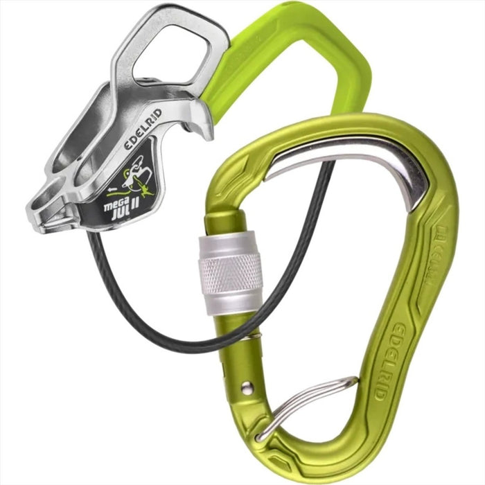 Edelrid Megal Jul Belay Kit Dispositivo di assicurazione con frenatura automatica a vite antiproiettile Oasis - GoMilitar
