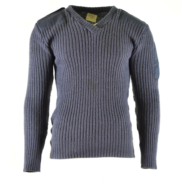 Originale British Pullover Pullover Commando Jumper Blue Grey Magia di lana V-Valona