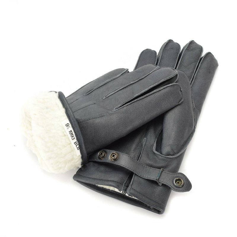 Guidi guanti in pelle di polizia tedesca pattuglia grigia lana foderata al 100% inverno calda nuovo