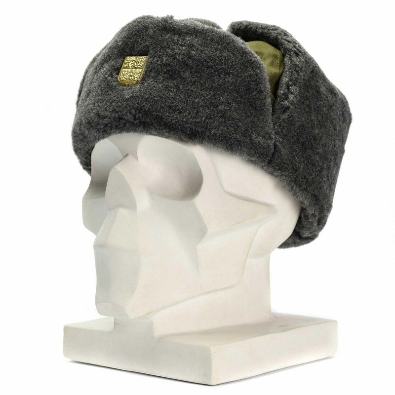 Cappello invernale militare dell'esercito ceco generoso Ushanka grigio cappello d'uliva con badge nuovo