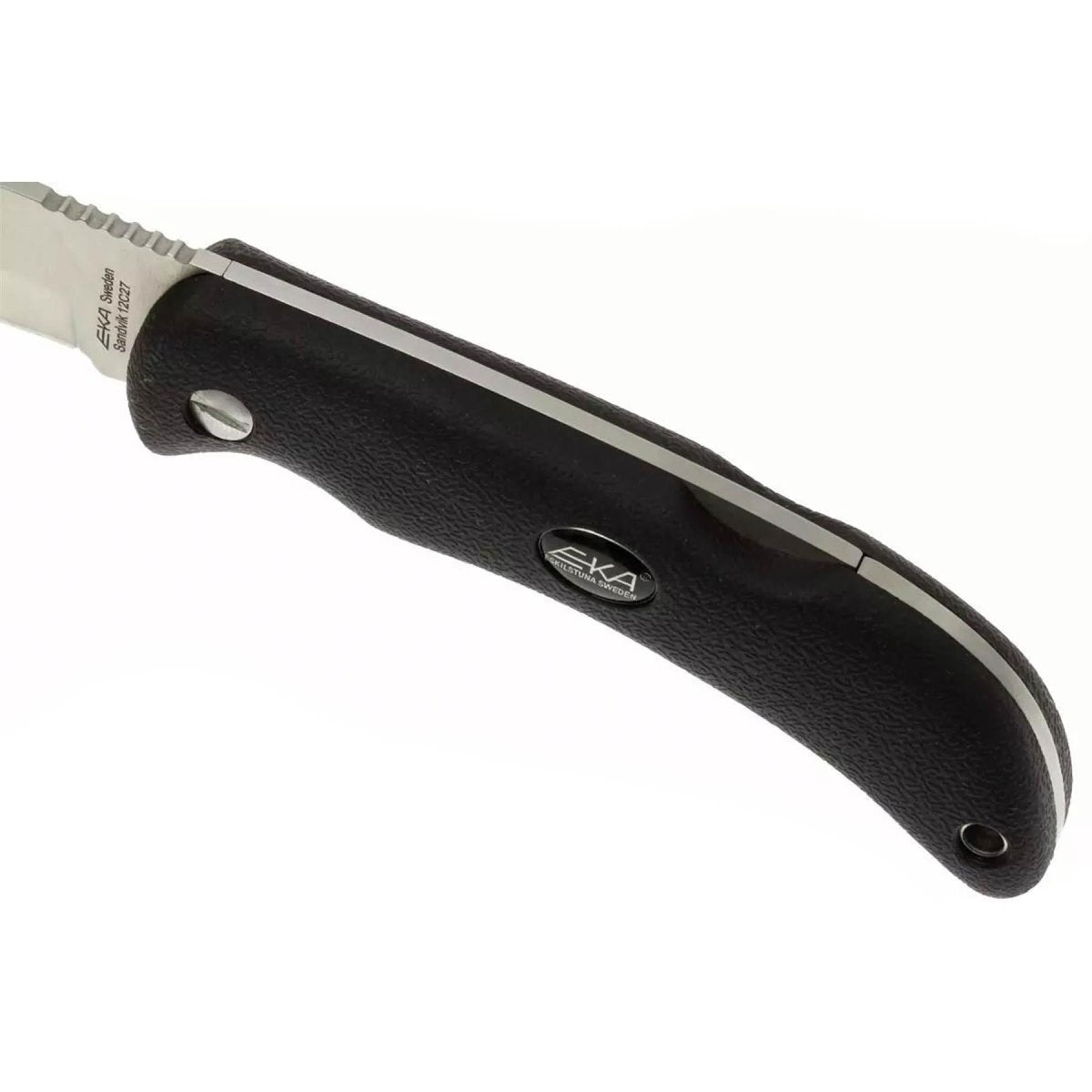 Coltello tascabile pieghevole EKA Brand Swede 10 con fodero in nylon 57 HRC manico in acciaio nero
