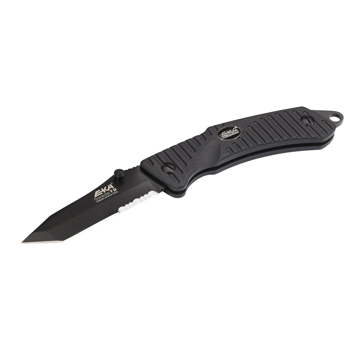 Coltello chiudibile EKA Brand Swede 9 57 HRC 12C27 accendifuoco in acciaio manico nero