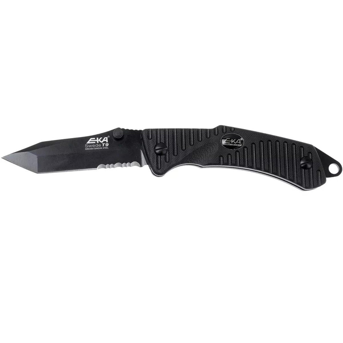 Coltello chiudibile EKA Brand Swede 9 57 HRC 12C27 accendifuoco in acciaio manico nero