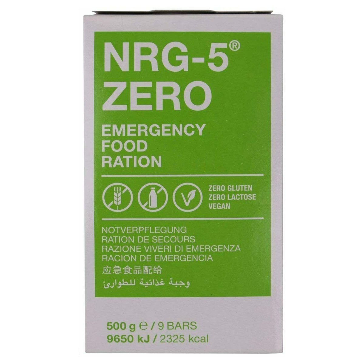 RAZIONE DI RAZIONE DI SUPPORTVITÀ PROPRIETÀ PACCHIA DI SUPPORTIBILE MRE PREPPER MILITALE NRG-5 ZERO 500 G