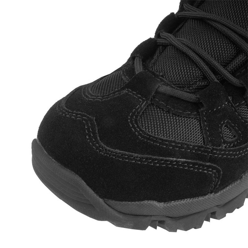 Stivali a squadra Mil-Tec Mid Round Sole Camping Calzature in pelle scamosciata nera all'aperto