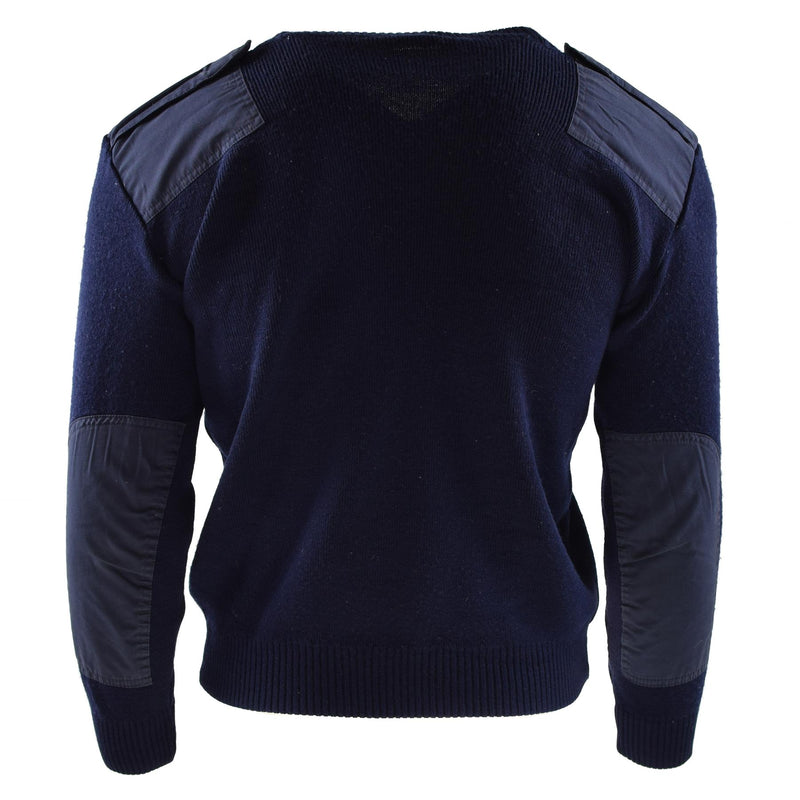 Genuino maglione dell'esercito olandese blu jumper pullover militare per il collo rotondo del collo