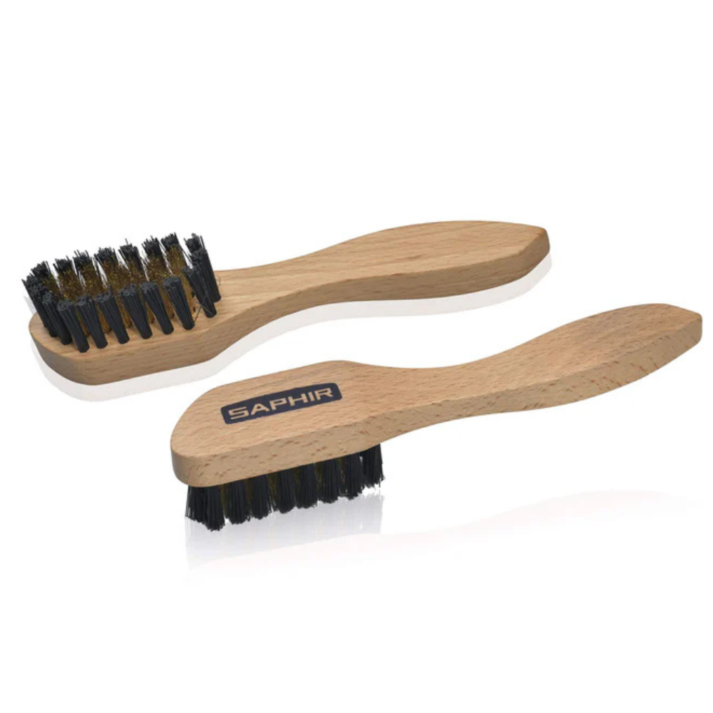 Spazzola in ottone Saphir Spazzola per pulizia in pelle scamosciata e nabuk Ottone 16 cm Setole in legno di faggio