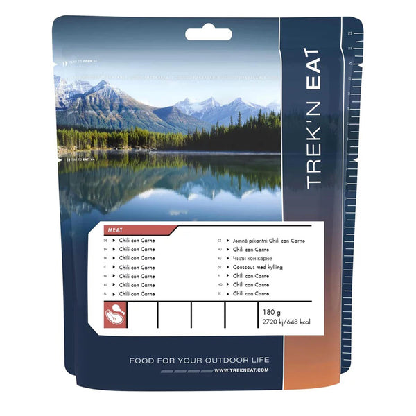 Trek'n Eat Meal Meal Chili Con Carne Survival Dishyrated Trekking Camping Food