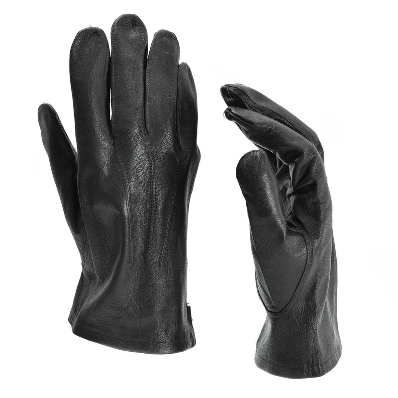 Autentici guanti dell'esercito belga in pelle marrone nero militare in surplus di dito pieno
