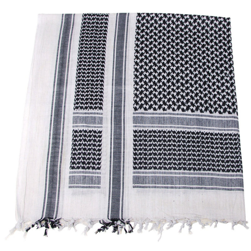 MFH Sciarpa Shemagh Classica tattica in cotone Desert Wrap Nero Bianco