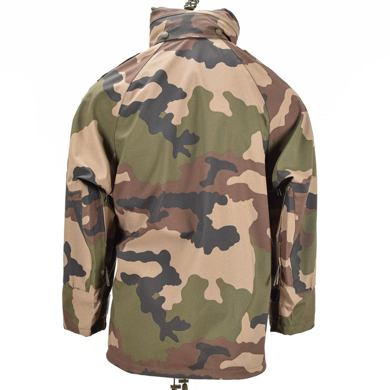Giacca da trilaminio impermeabile dell'esercito francese genuino camo goretex con cappuccio da pioggia parka