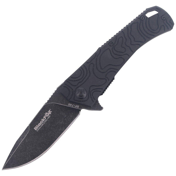 Fox Knives ECHO 1 folding pocket knife black Idroglider stone wash coating - GoMilitar