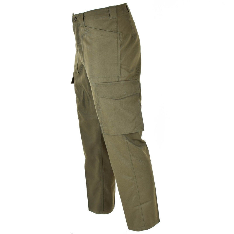 Genuine Austrian army M65 olive green military combat pants with cargo and slash pockets, durable and comfortable fit.