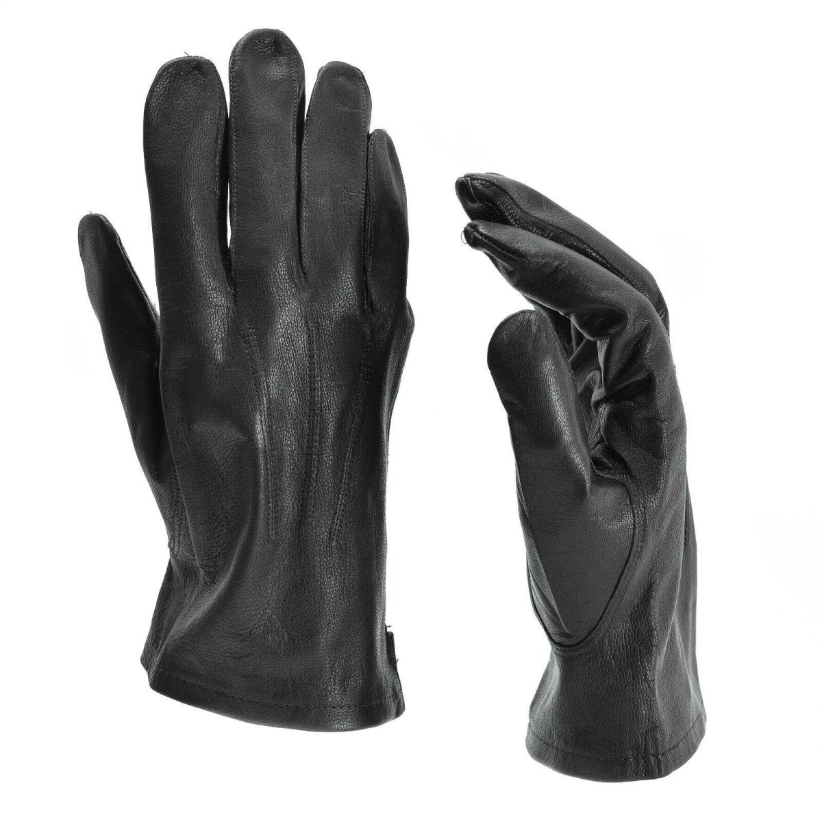 Autentici guanti dell'esercito belga in pelle marrone nero militare in surplus di dito pieno