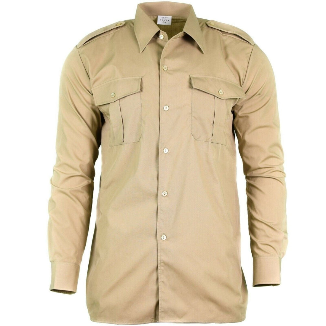 Autentica maglietta dell'esercito belga fatica surplus chino khaki manica lunga lunga nuova