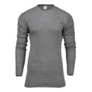 Genuine Belgian Military gray thermal undershirt with long sleeves, flame-resistant aramid fabric, and round neckline.