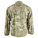Back view of genuine British Army issue combat MTP field jacket in multicam camouflage pattern with buttoned cuffs.