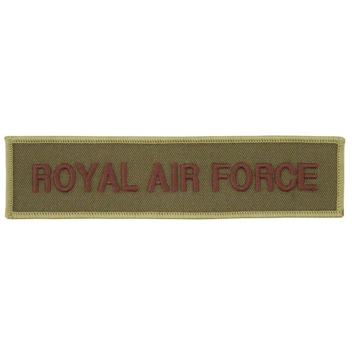 Toppa con stemma in tessuto autentico dell'esercito britannico Royal Air Force con insegne RAF ricamate nei colori verde militare e marrone