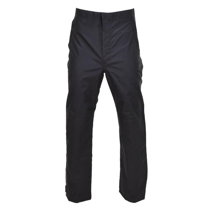 Genuine British Metropolitan Police waterproof outdoor rain pants in black, durable and designed for harsh weather conditions