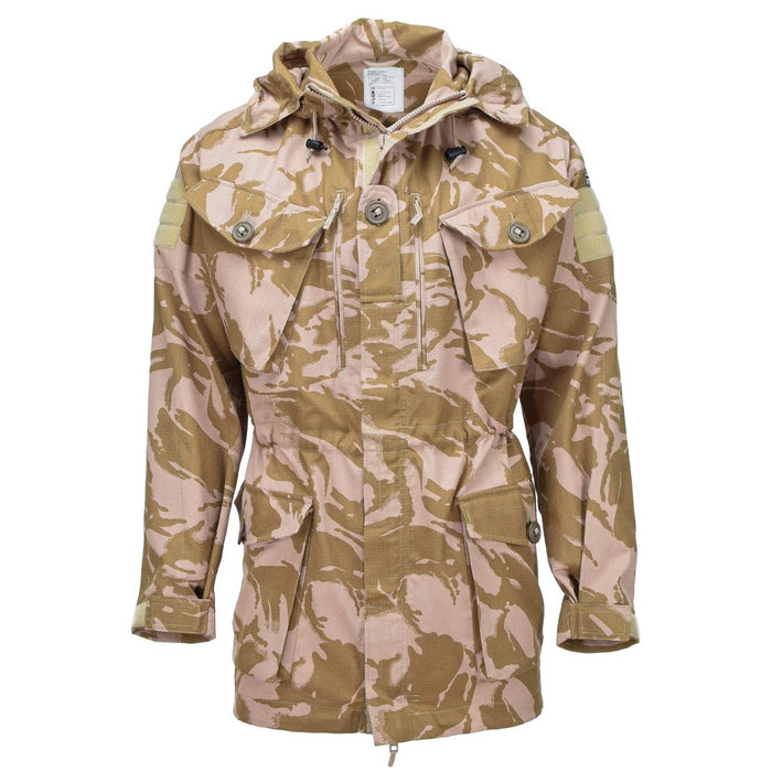 Giacca grembiule militare britannica con mimetica desertica, parka con cappuccio ignifugo, antivento per condizioni difficili.