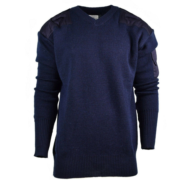 Maglione blu con scollo a V autentico pullover della polizia britannica Utility Jumper NUOVO - GoMilitar