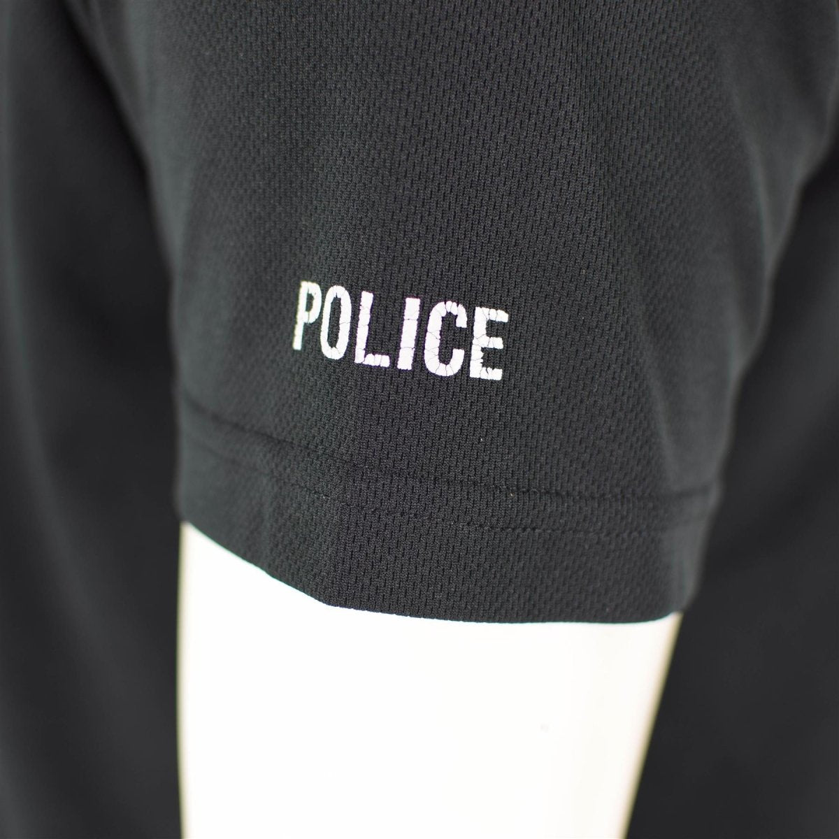 T-shirt della polizia britannica vera nero traspirante con zip gust a zip