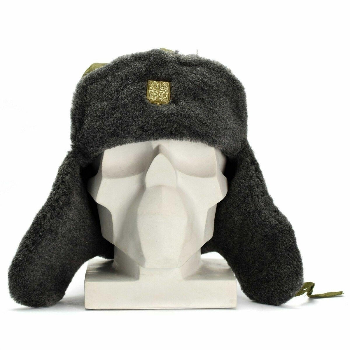 Cappello invernale militare dell'esercito ceco generoso Ushanka grigio cappello d'uliva con badge nuovo