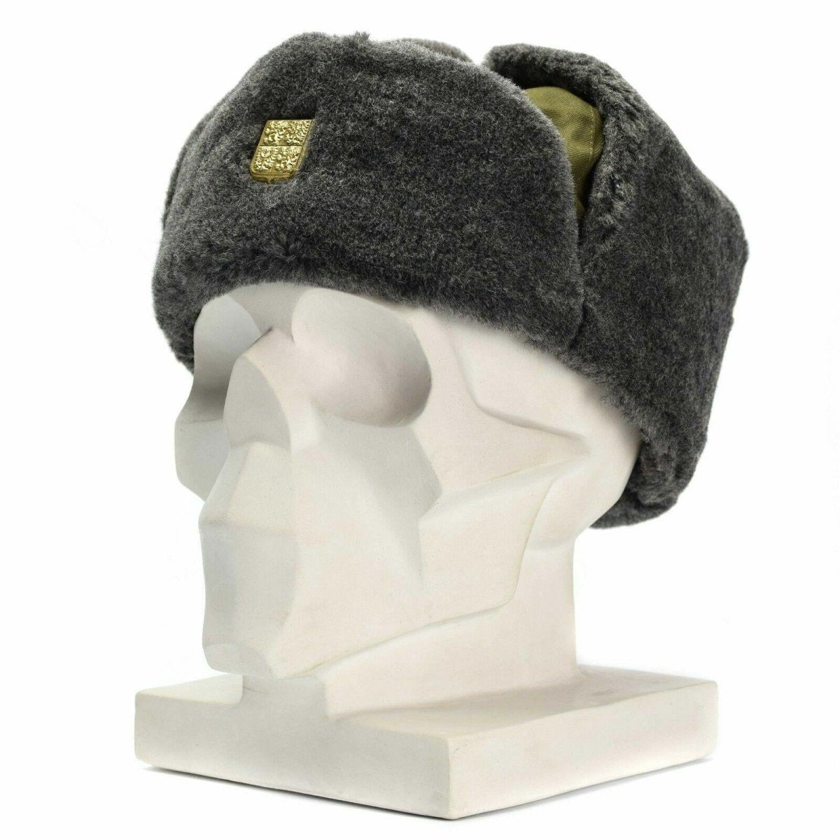 Cappello invernale militare dell'esercito ceco generoso Ushanka grigio cappello d'uliva con badge nuovo