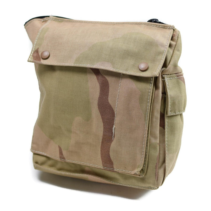 Borsa per maschera antigas in vera mimetica del deserto dell'esercito olandese con tracolla e fibbia di sicurezza, custodia vintage in surplus militare.