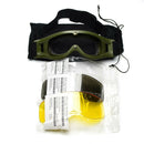 Genuine Dutch army military goggles with rubber frame and three interchangeable lenses for sun, sand, and wind protection.