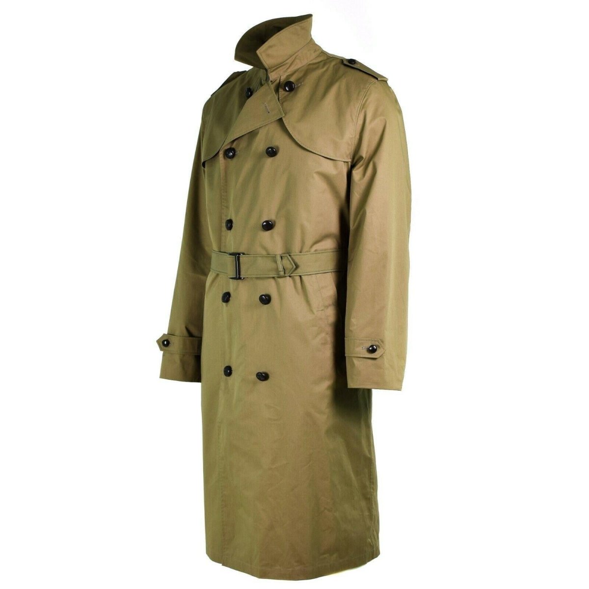 Guido cappotto da donna dell'esercito olandese Khaki Long Officer Trench con fodera nuovo