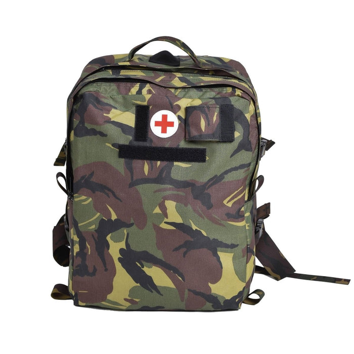 Zaino medico militare autentico olandese in mimetica DPM impermeabile con simbolo di pronto soccorso e resistente tessuto Cordura.