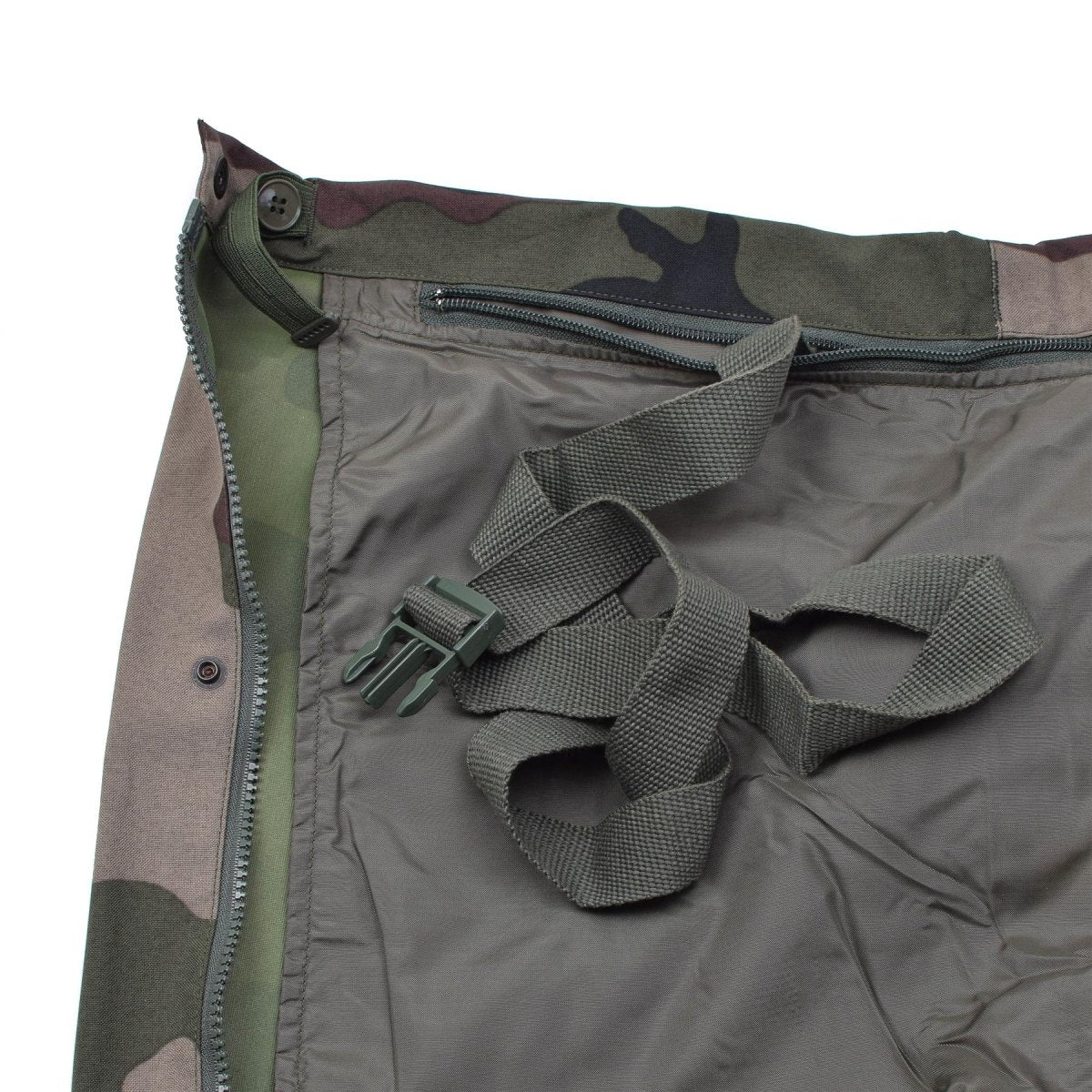Pantaloni di pioggia dell'esercito francese autentico Trilamini impermeabili in generale con parentesi graffe nuove