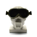 Genuine French army tanker goggles with padded interior, adjustable elastic strap, and dark protective lenses for military use
