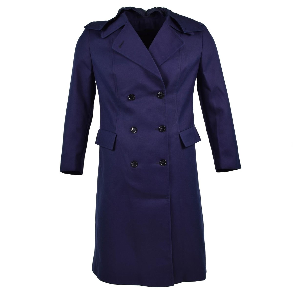 Guida vera giacca da donna blu scuro del trench di cappotto militare francese